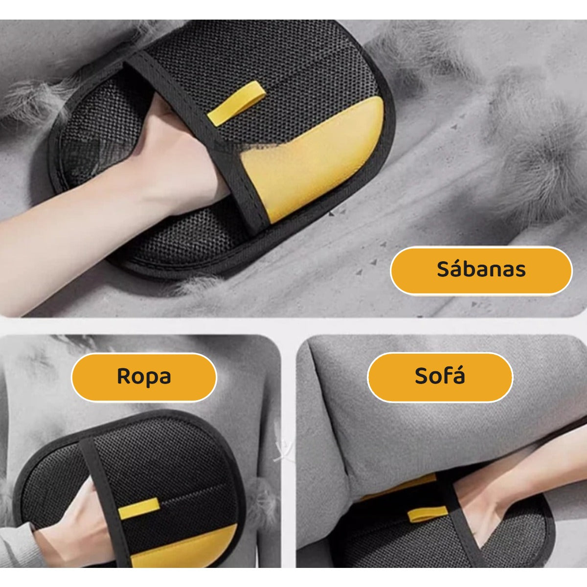 Guante quitapelos GoldGlove en sábanas, ropa y sofá